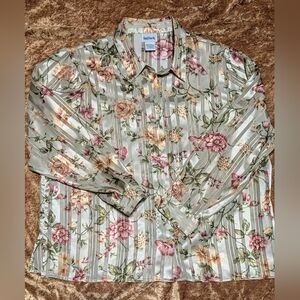 BonWorth Women's Floral Shirt - Cream and Pink